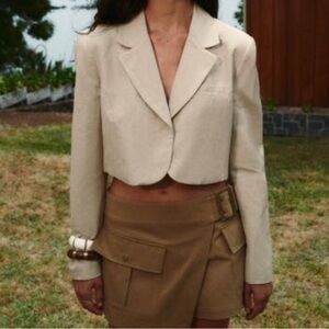 Zara Linen Cropped Blazer